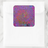 Psychedelic Groovy Magenta Retro Liquid Swirl Quadratischer Aufkleber (Tasche)