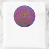 Psychedelic Groovy Magenta Retro Liquid Swirl Runder Aufkleber (Tasche)