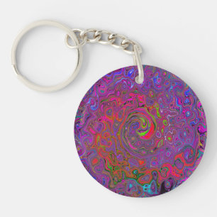 Psychedelic Groovy Magenta Retro Liquid Swirl Schlüsselanhänger