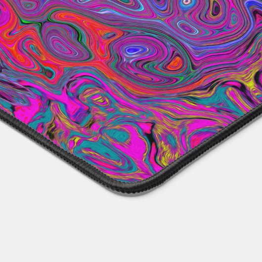 Psychedelic Groovy Magenta Retro Liquid Swirl Schreibtischunterlage (Ecke)