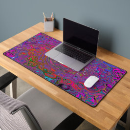 Psychedelic Groovy Magenta Retro Liquid Swirl Schreibtischunterlage