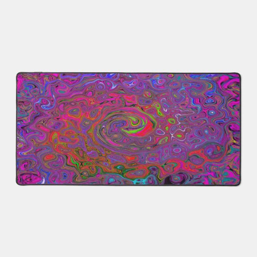 Psychedelic Groovy Magenta Retro Liquid Swirl Schreibtischunterlage (Vorderseite)