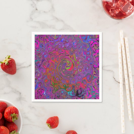 Psychedelic Groovy Magenta Retro Liquid Swirl Serviette (Beispiel)