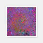 Psychedelic Groovy Magenta Retro Liquid Swirl Serviette (Vorderseite)