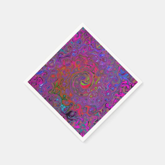 Psychedelic Groovy Magenta Retro Liquid Swirl Serviette (Ecke)