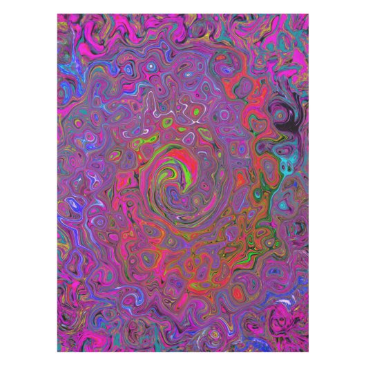 Psychedelic Groovy Magenta Retro Liquid Swirl Tischdecke (Vorderseite)