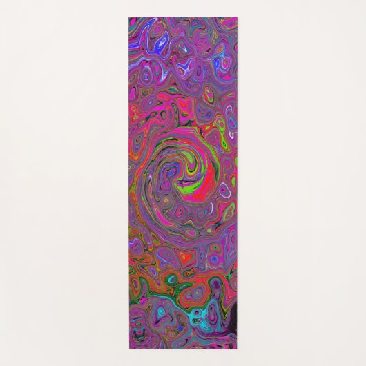 Psychedelic Groovy Magenta Retro Liquid Swirl Yogamatte (Vorderseite)