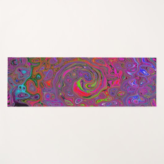 Psychedelic Groovy Magenta Retro Liquid Swirl Yogamatte (Vorderseite (Horizontal))