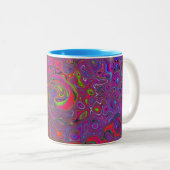 Psychedelic Groovy Magenta Retro Liquid Swirl Zweifarbige Tasse (VorderseiteRechts)
