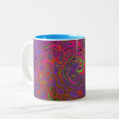 Psychedelic Groovy Magenta Retro Liquid Swirl Zweifarbige Tasse (Vorderseite Links)