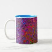 Psychedelic Groovy Magenta Retro Liquid Swirl Zweifarbige Tasse (Links)