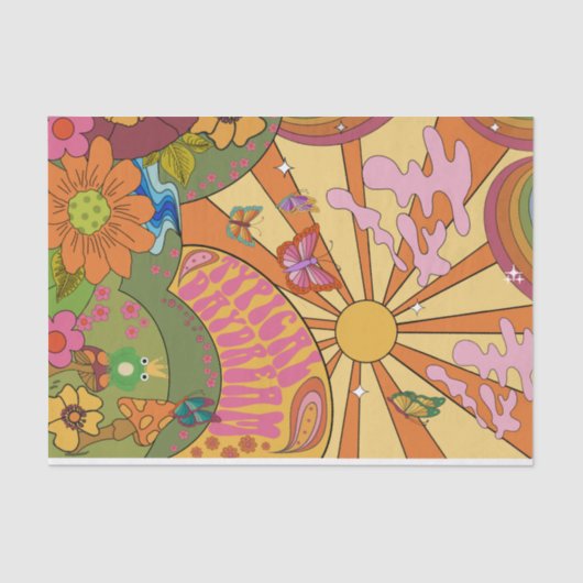 Psychedelic Groovy Retro Tissue Paper Seidenpapier (Vorderseite)