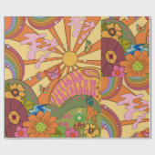 Psychedelic Groovy Retro Wrapping Paper Geschenkpapier (Flach)