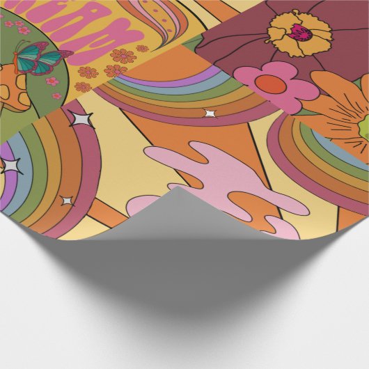 Psychedelic Groovy Retro Wrapping Paper Geschenkpapier (Ecke)