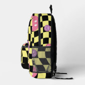 Psychedelic Groovy Smiley Checkerboard, Y2K 90s Bedruckter Rucksack (Rechts)