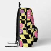 Psychedelic Groovy Smiley Checkerboard, Y2K 90s Bedruckter Rucksack (Links)
