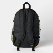 Psychedelic Groovy Smiley Checkerboard, Y2K 90s Bedruckter Rucksack (Rückseite)