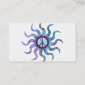Psychedelic Groovy Trippy Blue Peace Sign Visitenkarte (Rückseite)