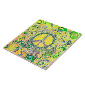 Psychedelic Groovy Trippy Fine Peace Sign Fliese (Seite)