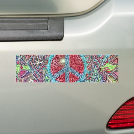Psychedelic Groovy Trippy Peace Sign Autoaufkleber (Auf Auto)