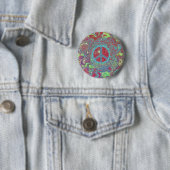 Psychedelic Groovy Trippy Peace Sign Button (Beispiel)