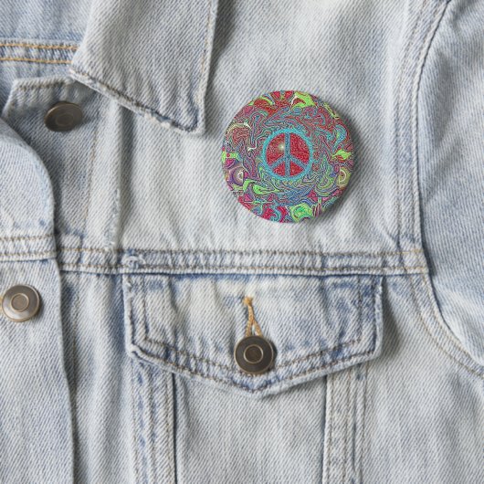 Psychedelic Groovy Trippy Peace Sign Button (Beispiel)