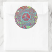 Psychedelic Groovy Trippy Peace Sign Runder Aufkleber (Tasche)