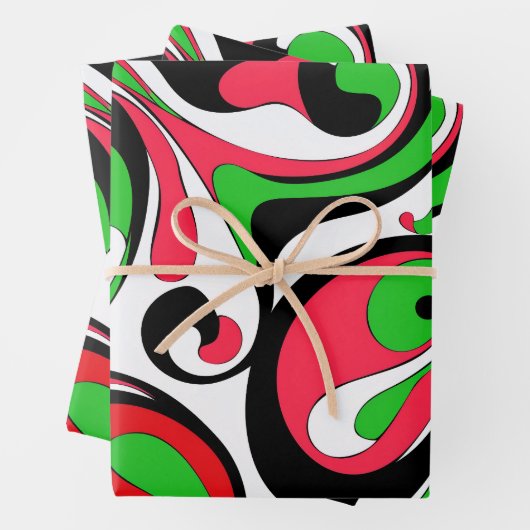 Psychedelic Groovy Weihnachtsfeiertage Wirbel Geschenkpapier Set (Beispiel)