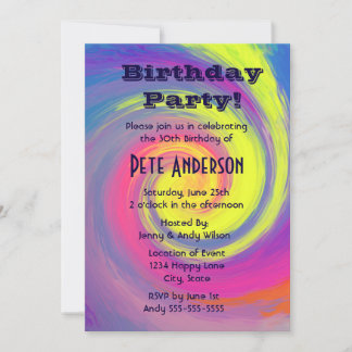 Psychedelic Groovy Wirbel Geburtstagsparty Einladung