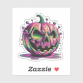 Psychedelic Grumpy Pumpkin Halloween Sticker (Blatt)