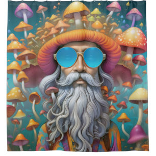 Psychedelic Guru Trippy Hippie Mushroom Duschvorhang