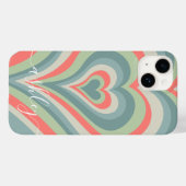 Psychedelic Hearts Calligrafy Script Name Blue Case-Mate iPhone Hülle (Rückseite (Horizontal))