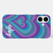 Psychedelic Hearts Calligrafy Script Name Lila Case-Mate iPhone Hülle (Rückseite (Horizontal))