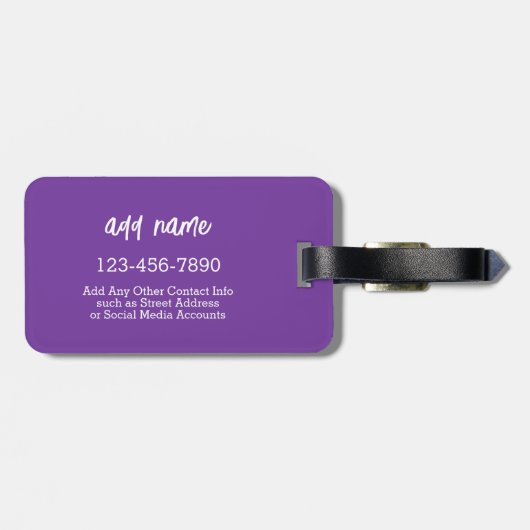 Psychedelic Hearts Calligrafy Script Name Lila Gepäckanhänger (Rückseite horizontal)