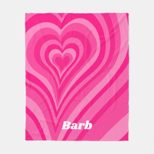Psychedelic Hearts Calligraphy with Name Pinks Fleecedecke (Vorderseite)