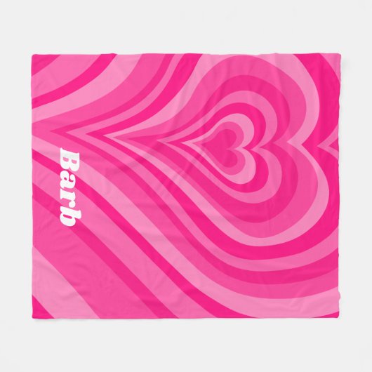 Psychedelic Hearts Calligraphy with Name Pinks Fleecedecke (Vorderseite (Horizontal))