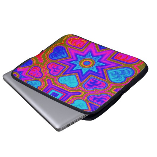 Psychedelic Hearts Electronics Bag Laptopschutzhülle (Vorne Knopf)