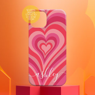 Psychedelic Hearts Kalligrafieschrift Name Pink iPhone 16 Hülle