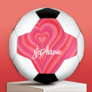 Psychedelic Hearts Kalligrafieschrift Name Rosa Fußball