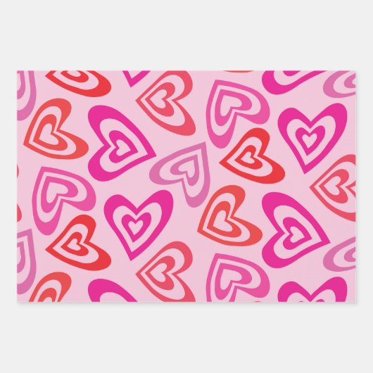 Psychedelic Hearts Liebe Valentinstag Geschenkpapier Set (Vorderseite)