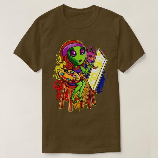 Psychedelic Hippie Artist Girl T-Shirt (Design vorne)