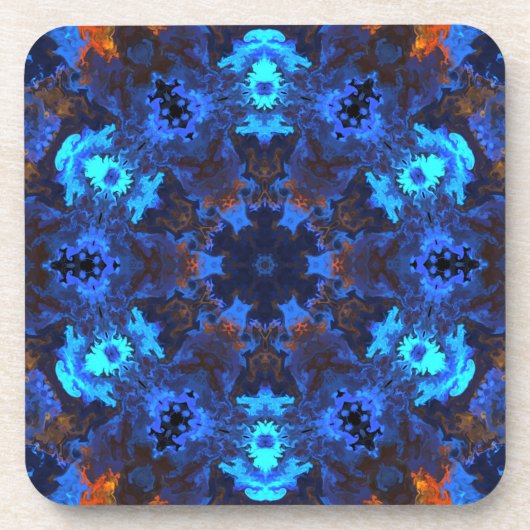 Psychedelic Hippie Blue und Orange Getränkeuntersetzer (Vorderseite)