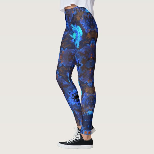 Psychedelic Hippie Blue und Orange Leggings (Links)