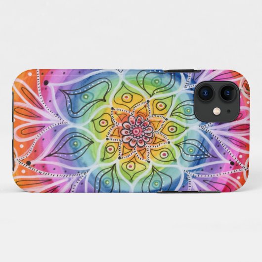 Psychedelic, Hippie, Blume Mandala iPhone 11 Fall Case-Mate iPhone Hülle (Rückseite (Horizontal))