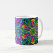 Psychedelic Hippie Blume Rainbow Kaffeetasse (VorderseiteRechts)