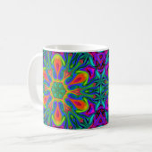 Psychedelic Hippie Blume Rainbow Kaffeetasse (Vorderseite Links)