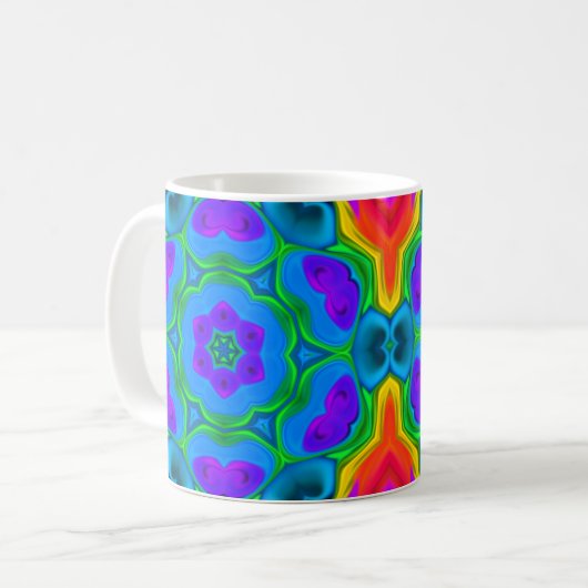 Psychedelic Hippie Blume Rainbow Kaffeetasse (Vorderseite Links)