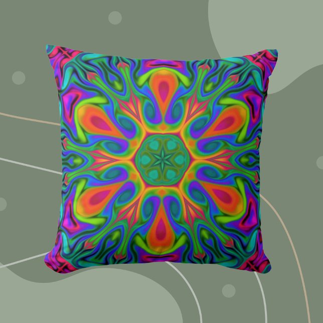 Psychedelic Hippie Blume Rainbow Kissen (Von Creator hochgeladen)
