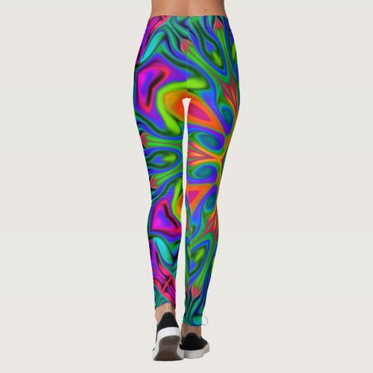 Psychedelic Hippie Blume Rainbow Leggings (Rückseite)