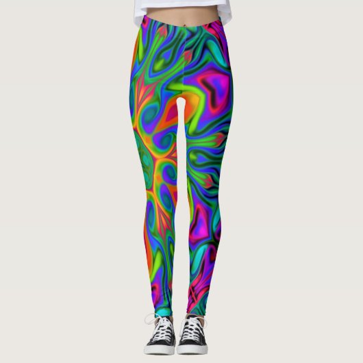 Psychedelic Hippie Blume Rainbow Leggings (Vorderseite)